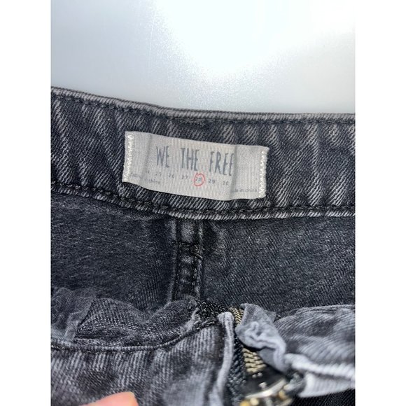 Free People We The Free Mini Skirt Women's Size 28‎ Fray Hem Washed Black Denim - Picture 3 of 5
